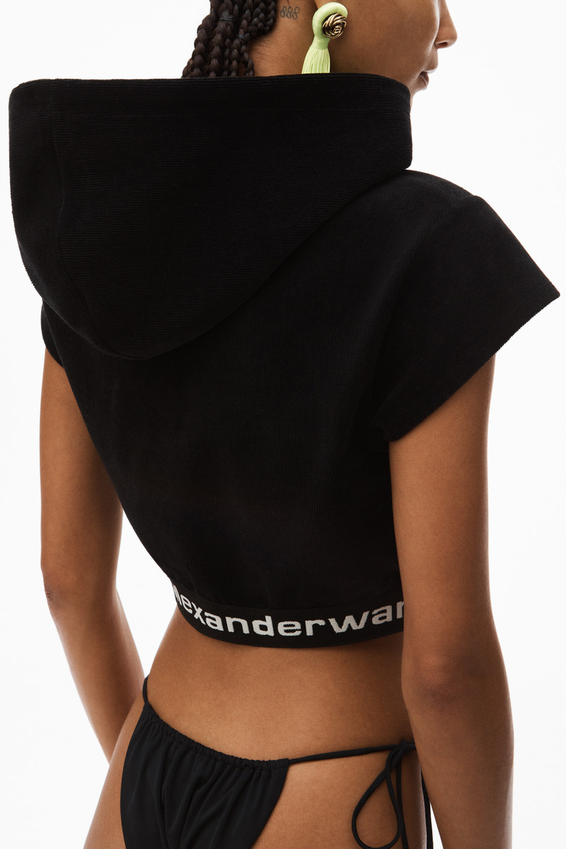 CAP SLEEVE HOODIE IN STRETCH CORDUROY 5