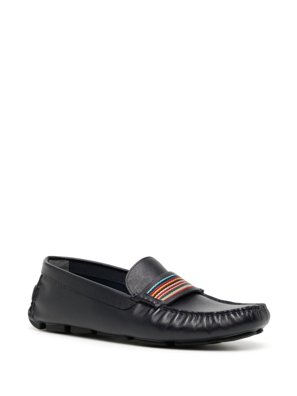 rainbow-stripe leather boat shoes - 2