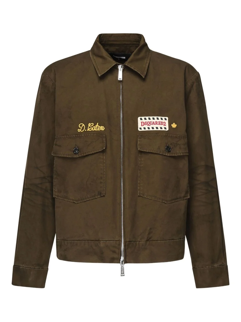 embroidered patch zip-up jacket - 1