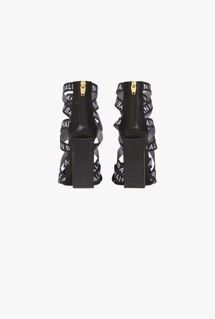 Black Union sandals with white Balmain logo print - 3