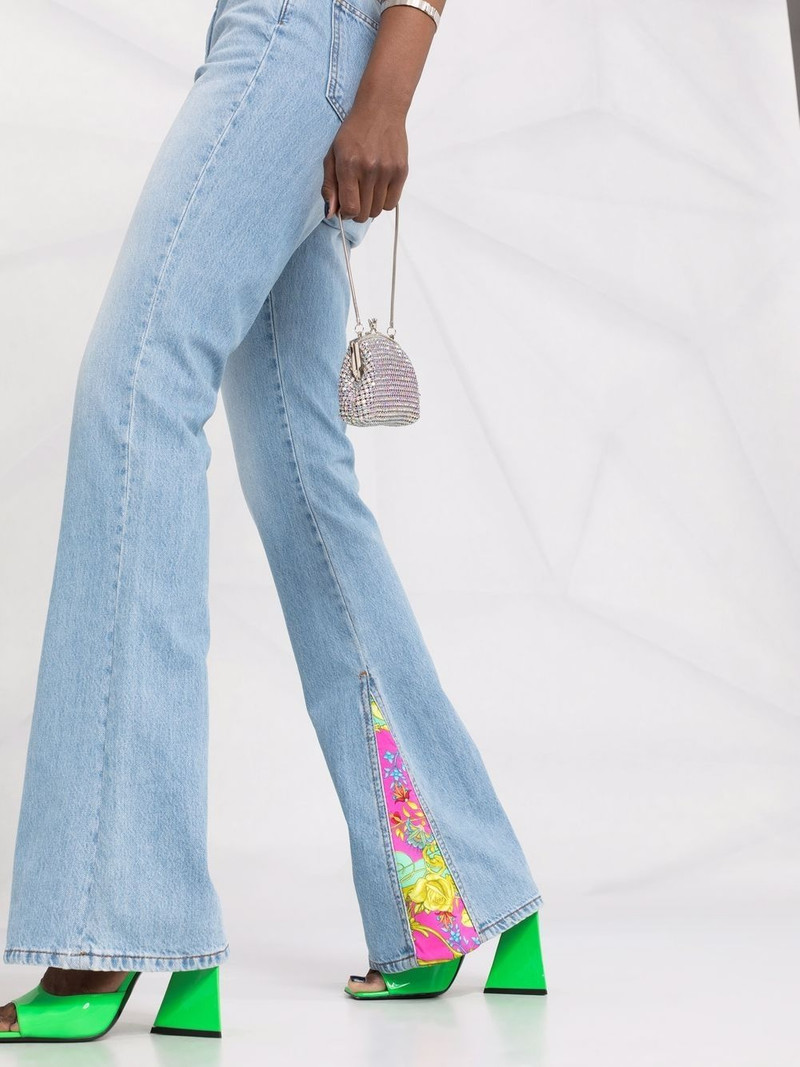 floral insert flared jeans 3
