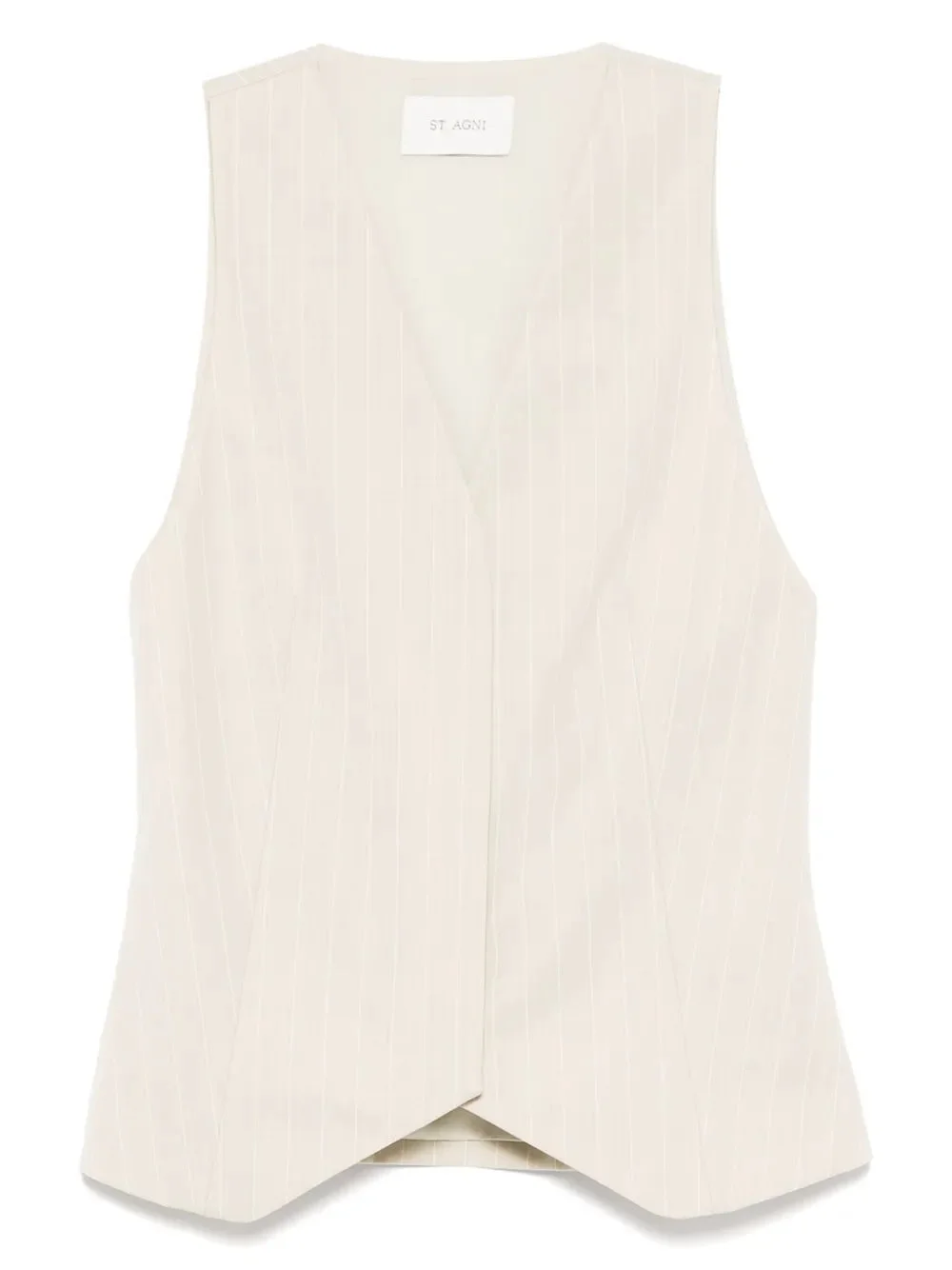 Pinstripe Wool Vest in Latte - 1
