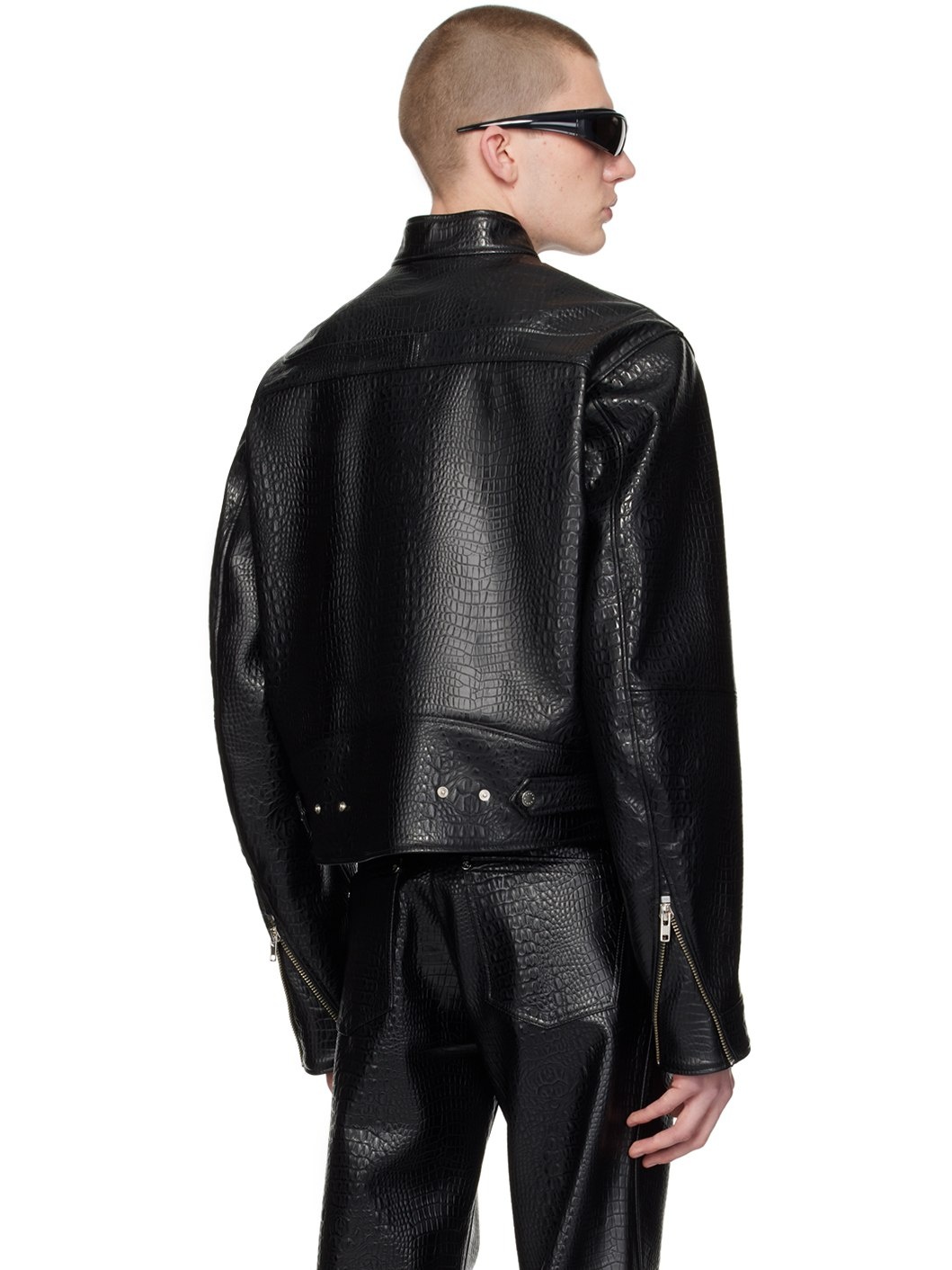 Black Ravn Faux-Leather Biker Jacket - 3