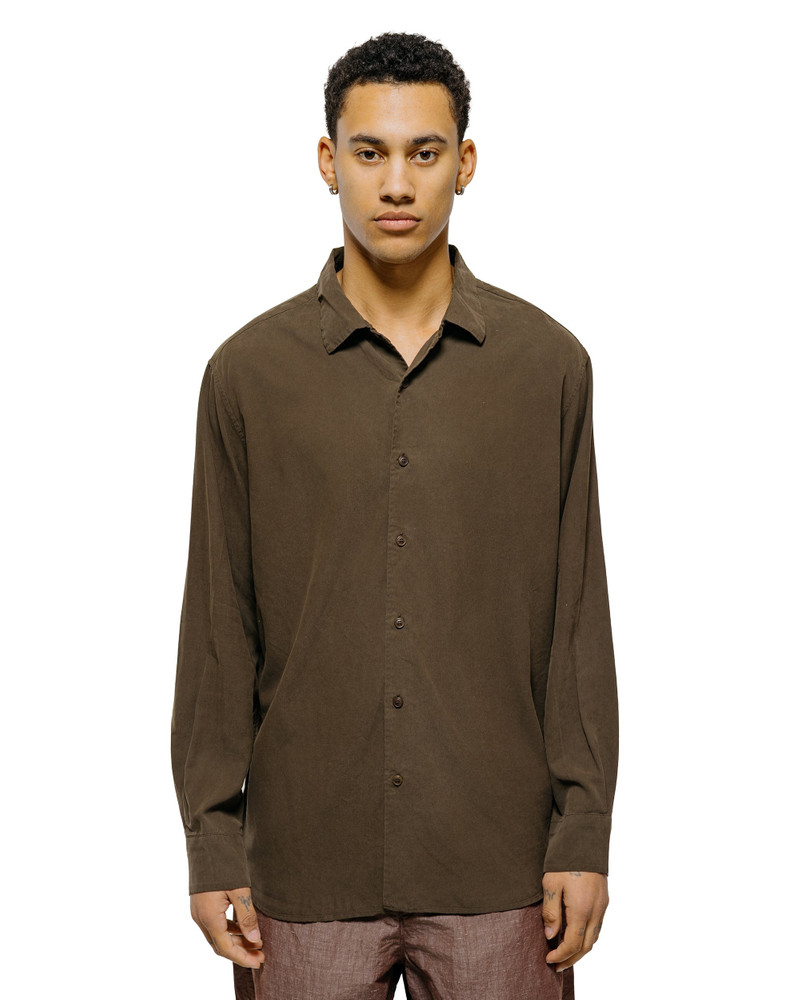 CASEY/CASEY Big Raccourice Shirt Spun Silk Brown outlook