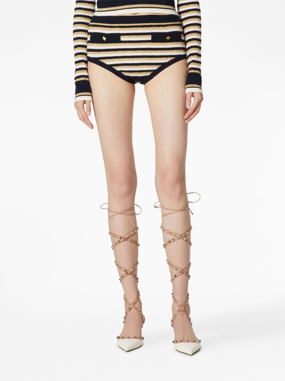 Roman Stud striped mini shorts - 3