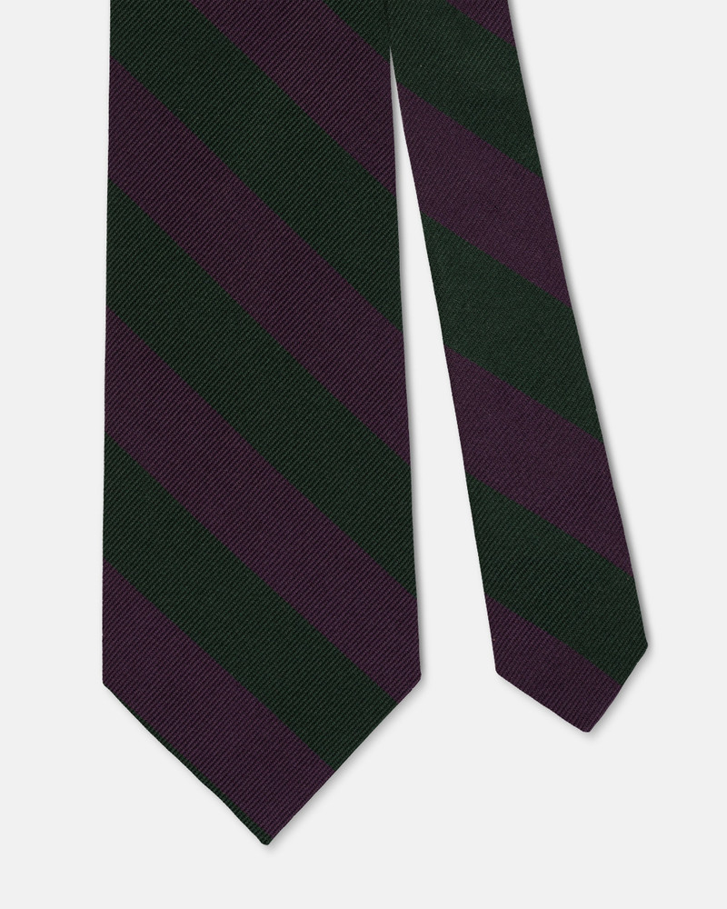 J. PRESS MADE-IN-USA DARK GREEN & PURPLE GUARD STRIPE SILK REPP TIE outlook