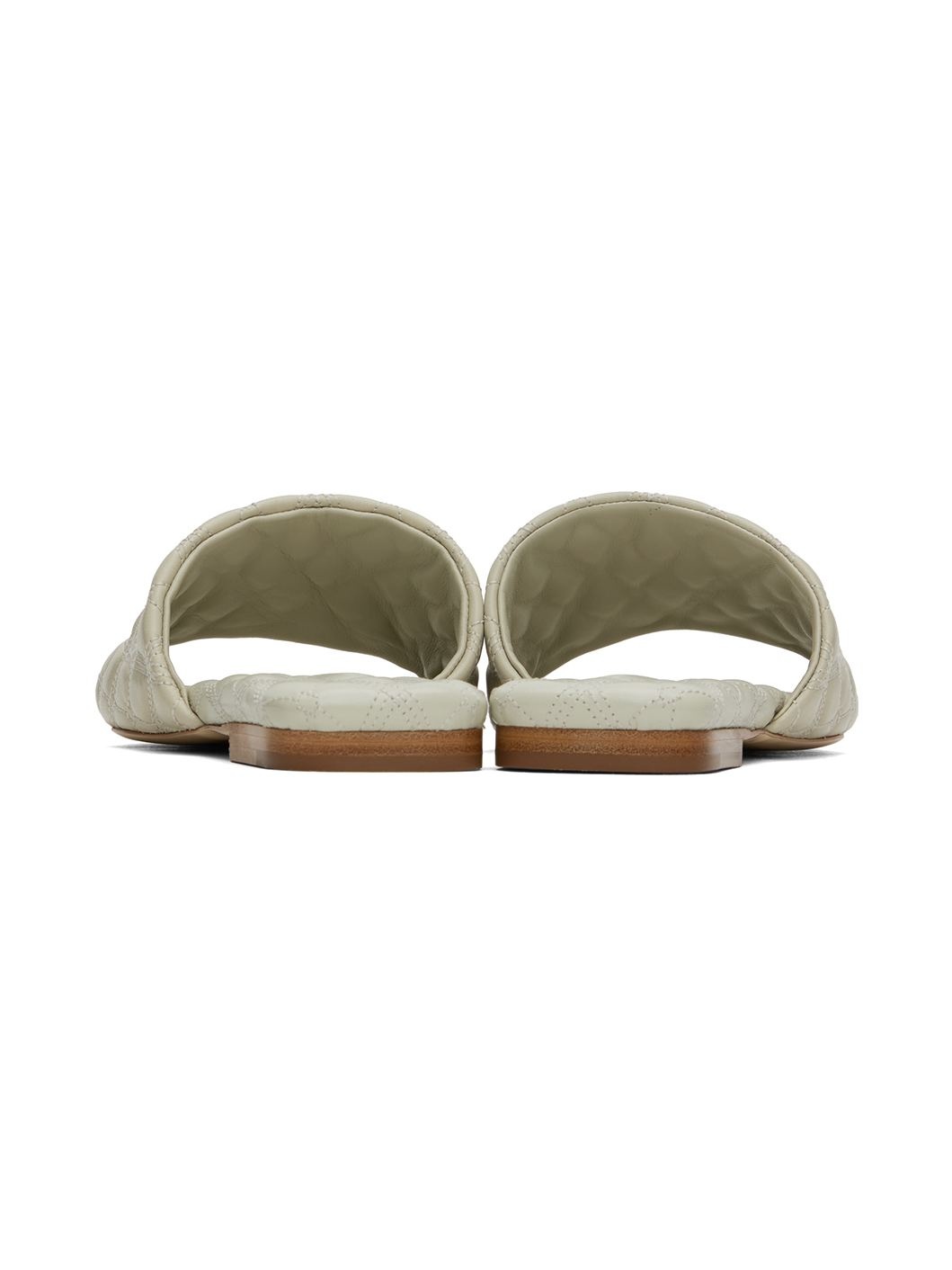 Beige Leather Quilt Sandals - 2