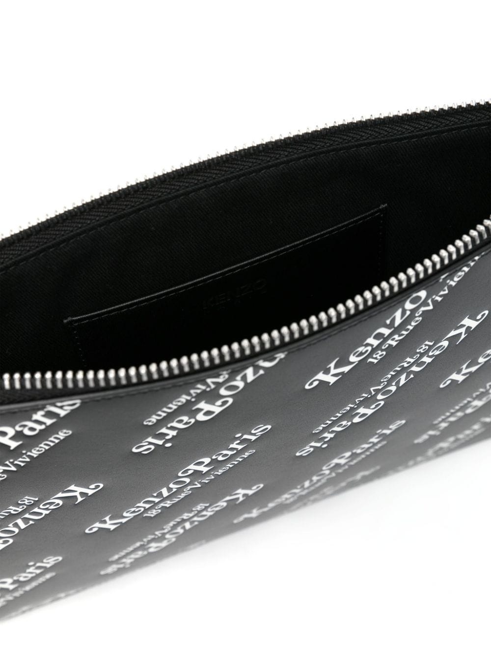 Kenzogram-print leather clutch bag - 5