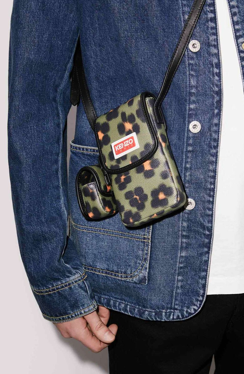 KENZO 'Hana Leopard' phone holder on a strap outlook