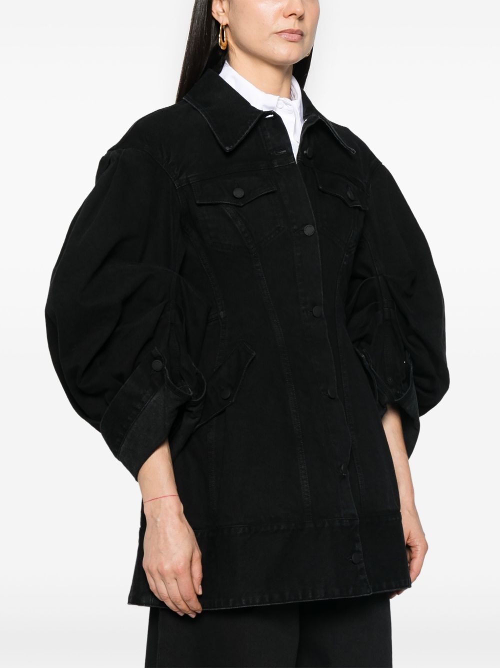 sculpted denim coat - 3