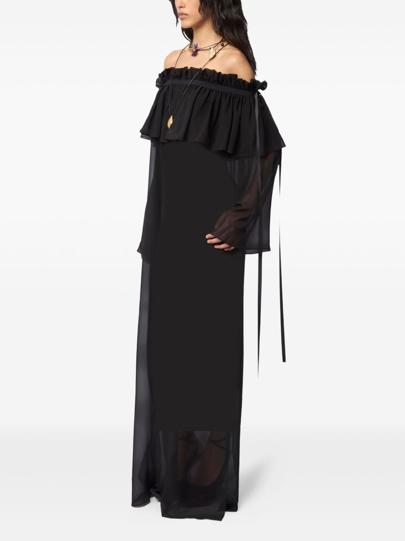 NINA RICCI ruffled-bow silk maxi dress outlook