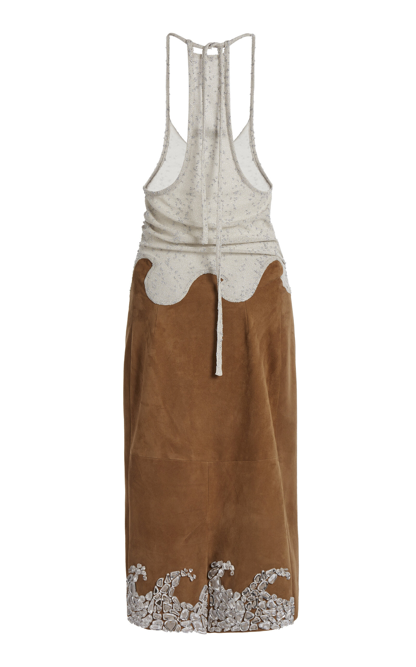Corrode Knit-Suede Halter Midi Dress tan - 3