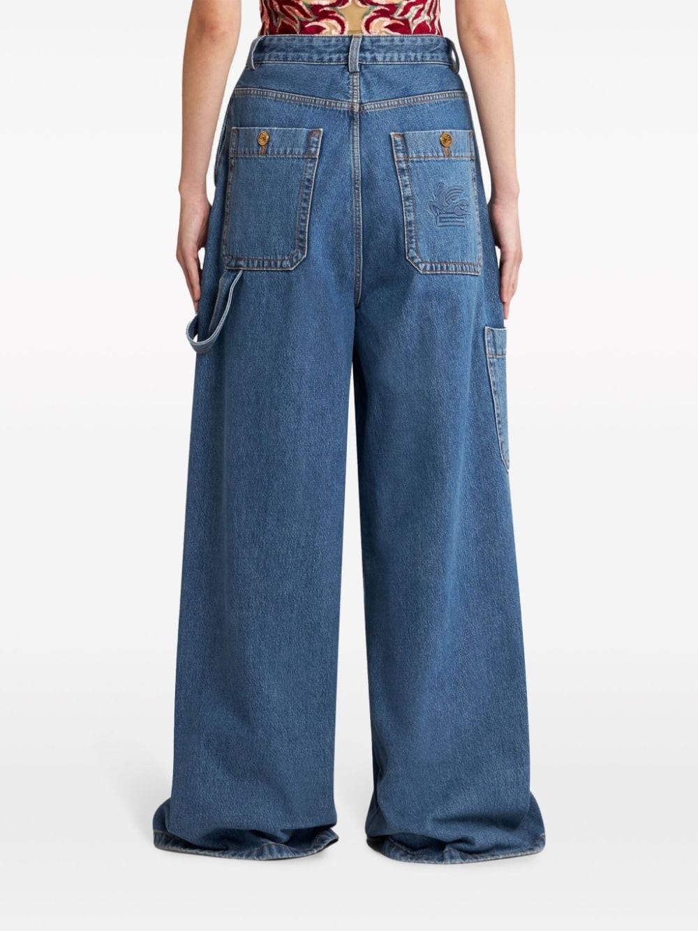 Pegaso-embroidery wide-leg jeans - 4