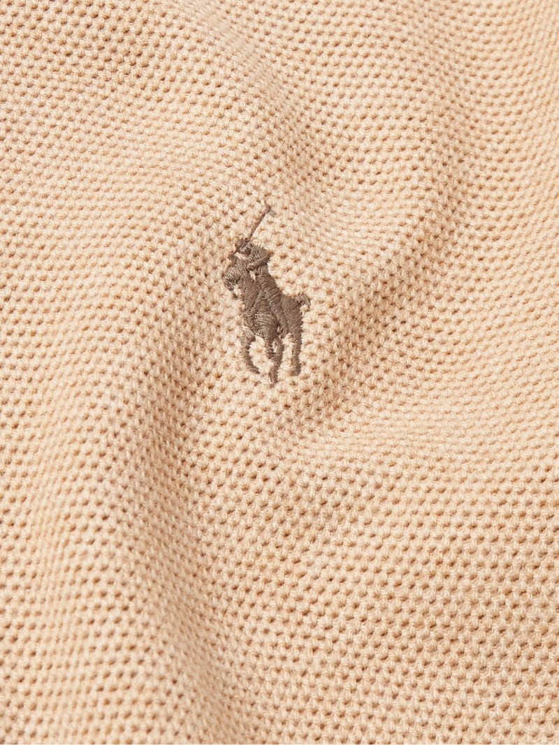 Logo-Embroidered Honeycomb-Knit Cotton Half-Zip Sweater 4