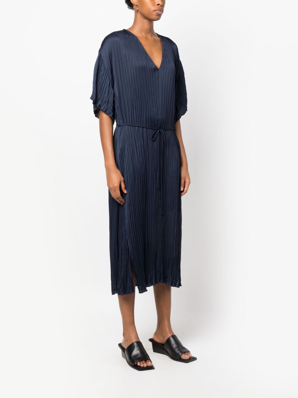 plissé tie-waist dress - 3