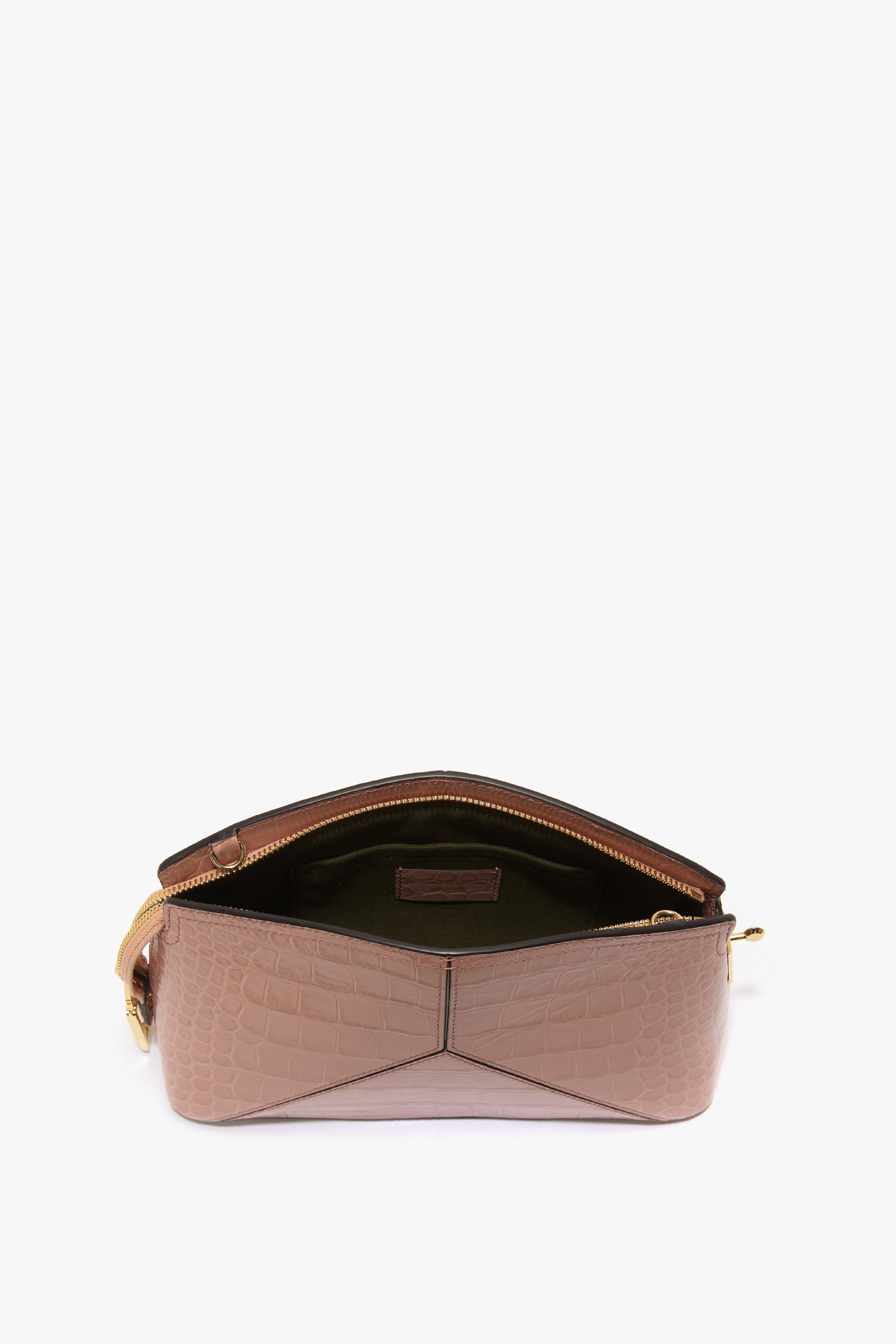 Victoria Crossbody Bag In Blush Pink Croc Embossed Leather - 9