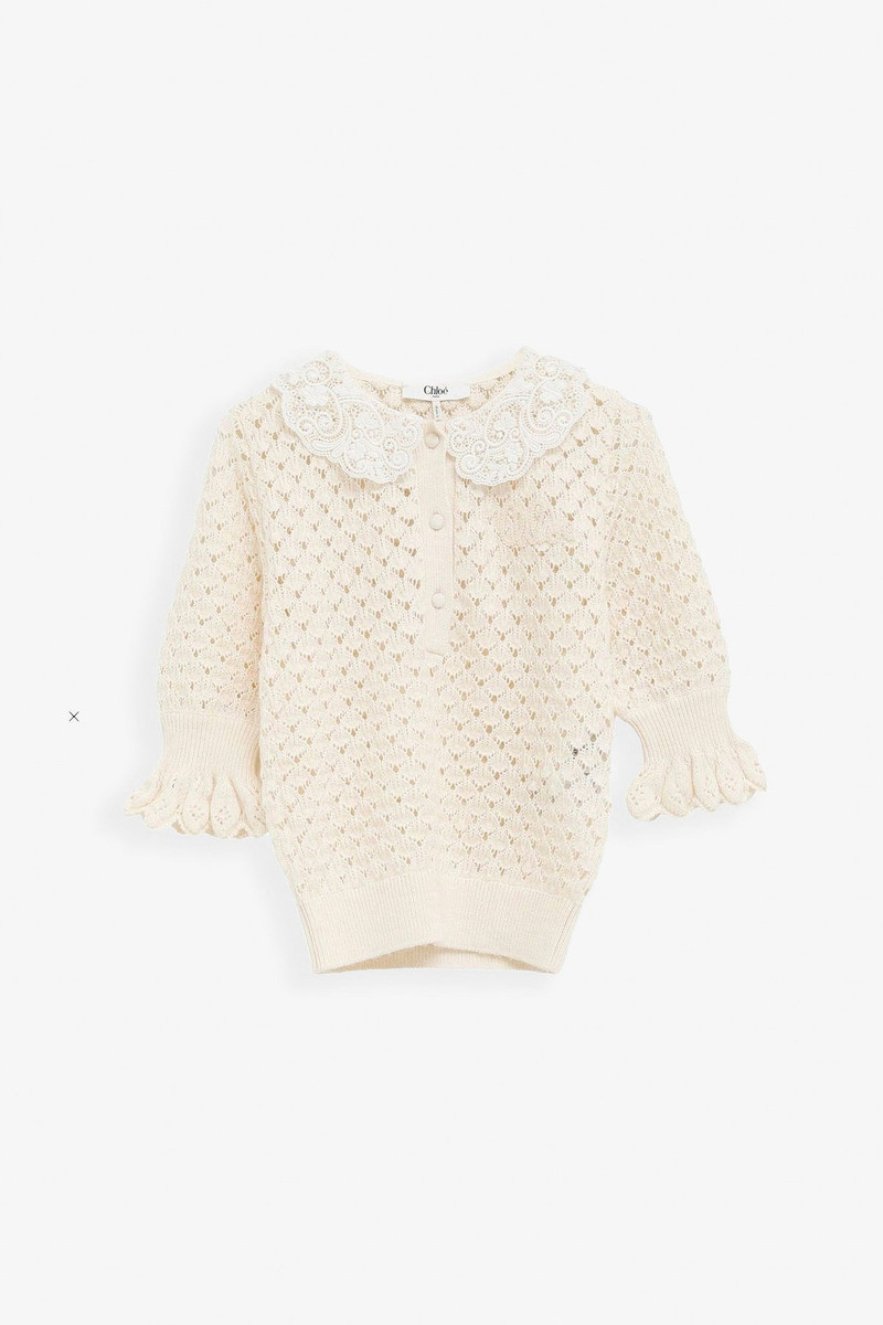 Lace-trimmed polo shirt 1