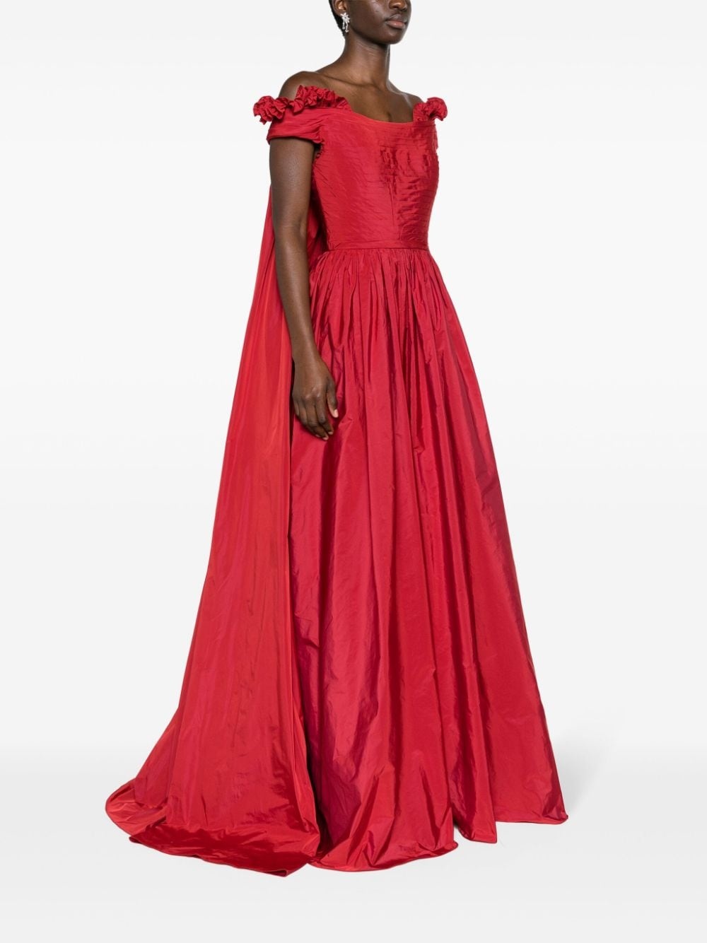 cape-effect taffeta gown - 3