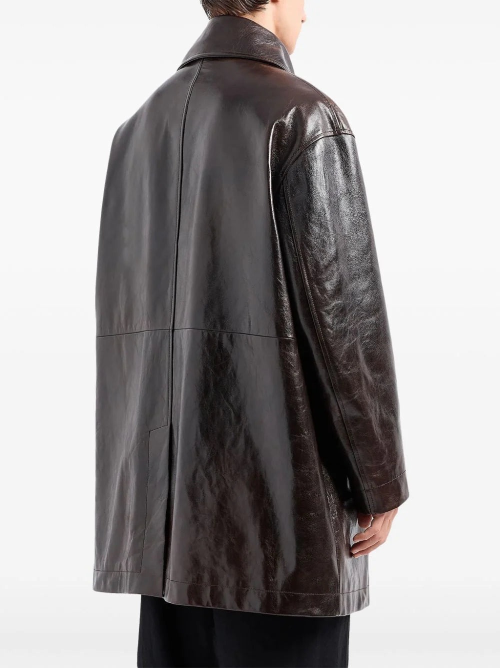 LEATHER DOUBLE BREASTED COAT - 4