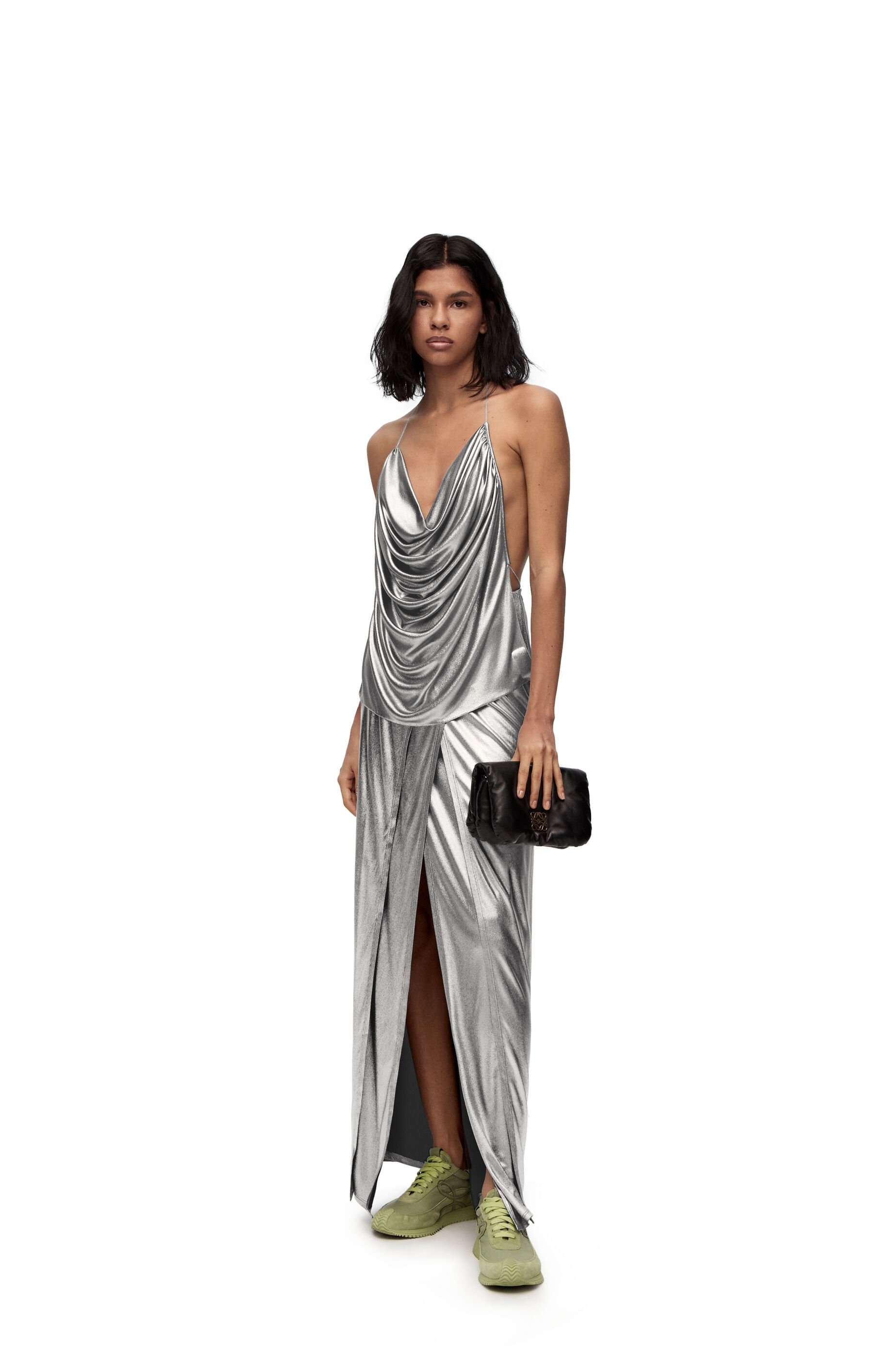 Draped skirt in laminated jersey - 2