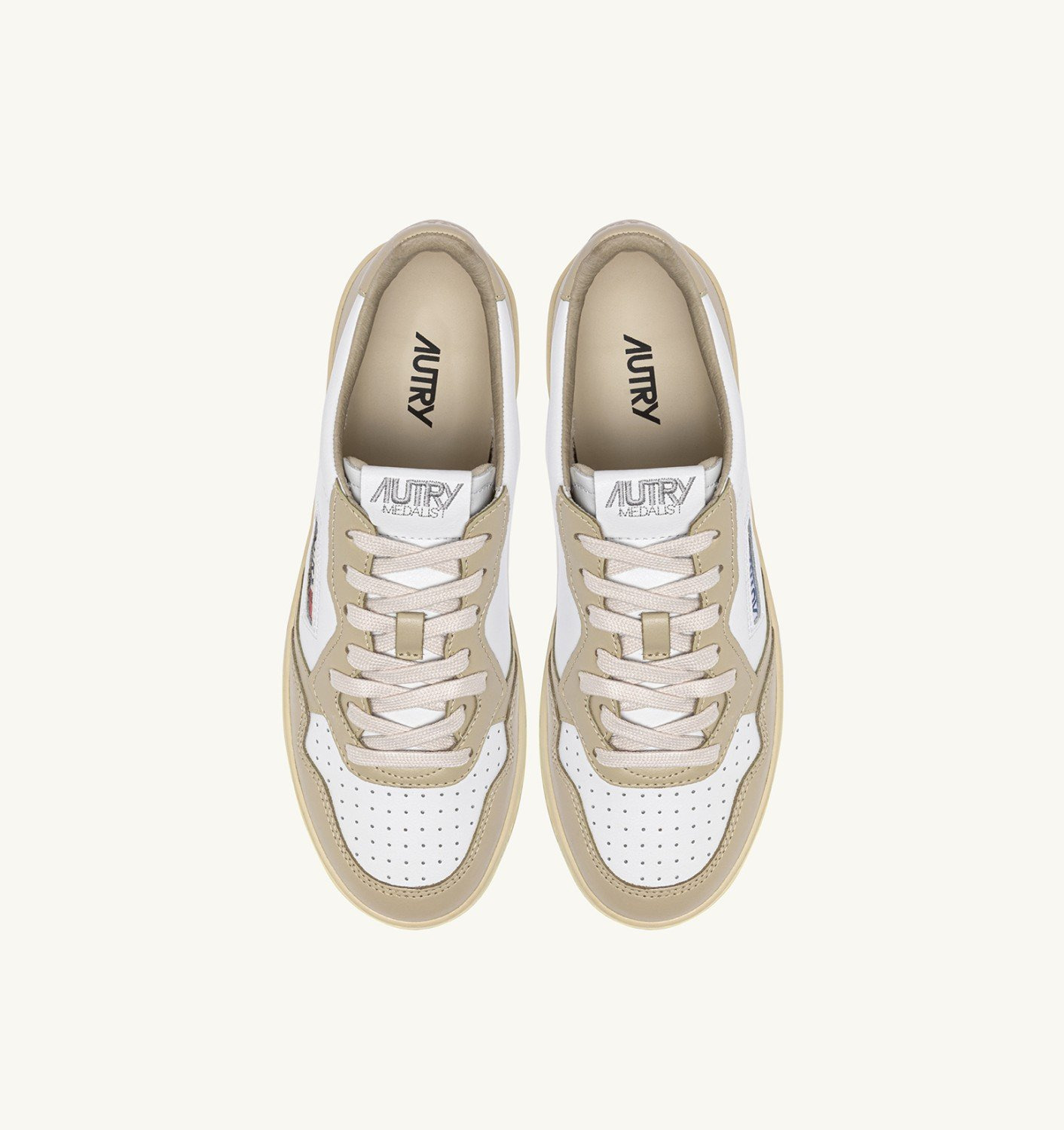 MEDALIST LOW SNEAKERS BICOLOR IN WHITE AND TIDAL FOAM LEATHER - 5