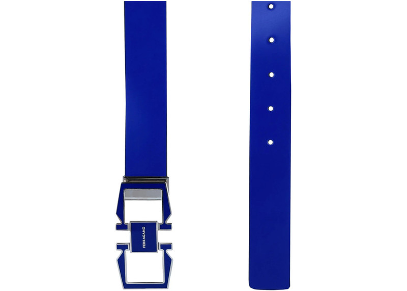 FERRAGAMO Ferragamo Gancini Logo Belt Bluette outlook