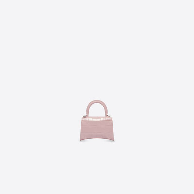 BALENCIAGA Women's Hourglass Mini Handbag With Chain Crocodile Embossed in Pink outlook