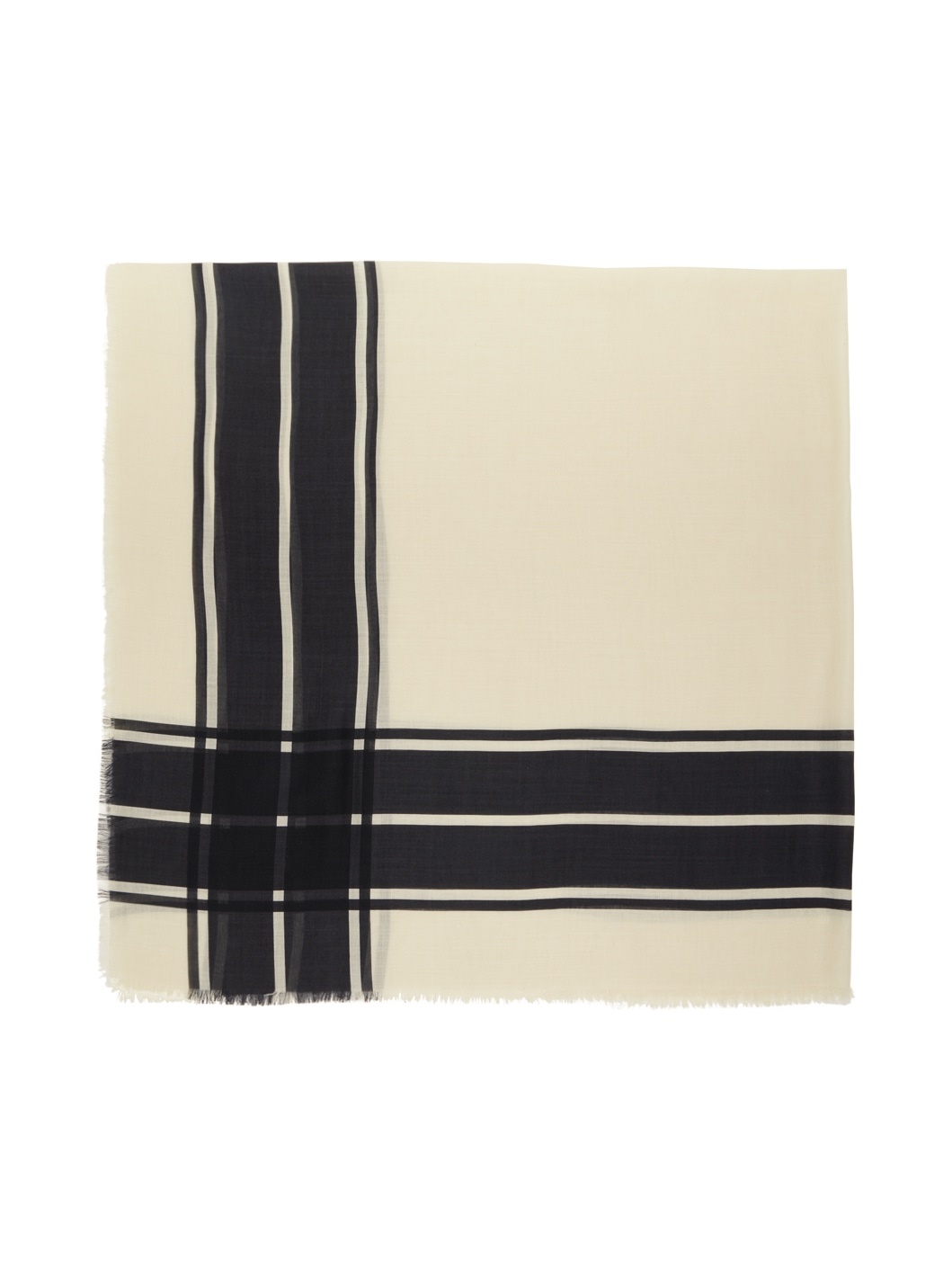 Off-White & Black Wool Silk Blanket Scarf - 2