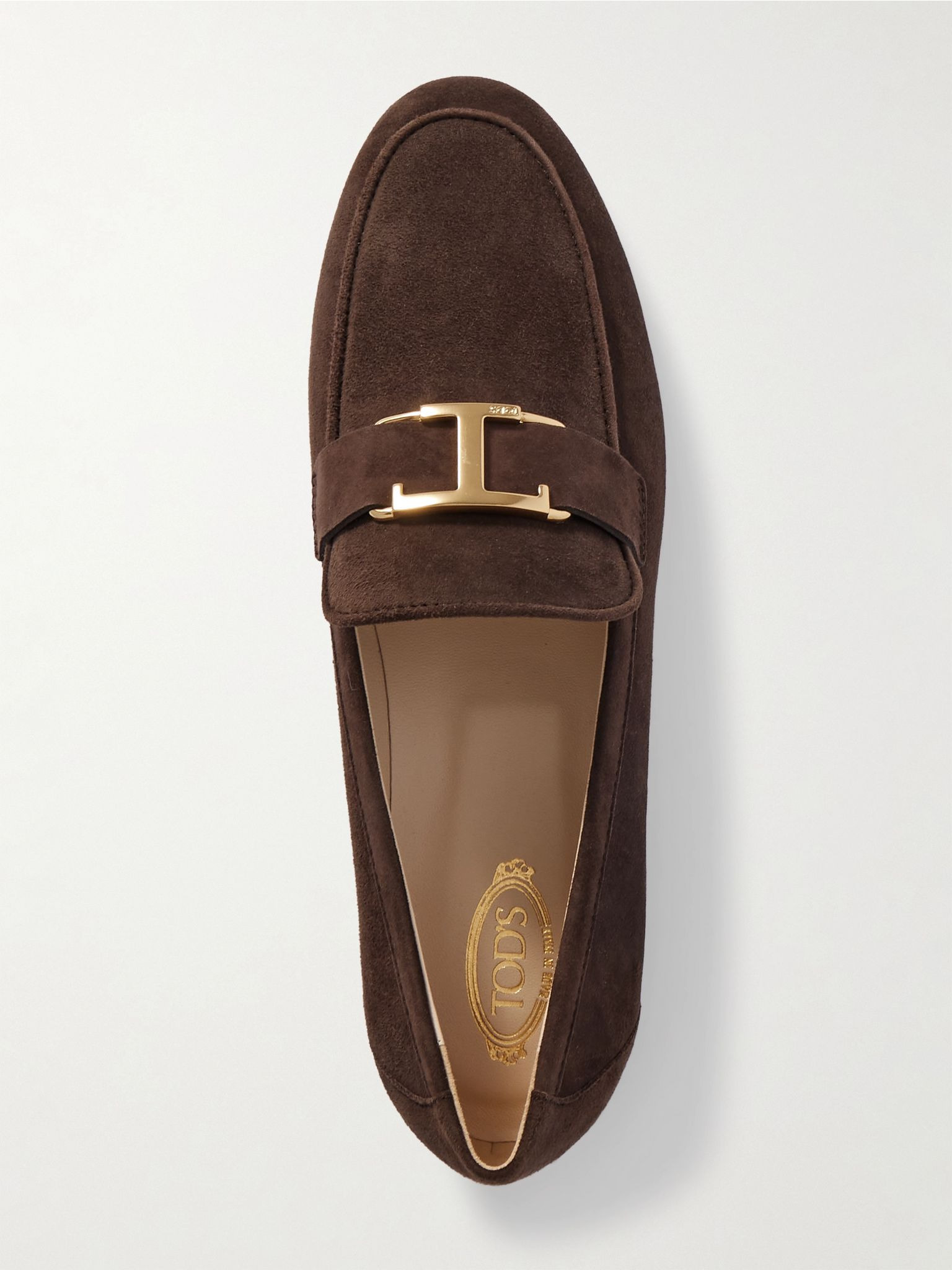 Embellished nubuck loafers Dark brown - 5