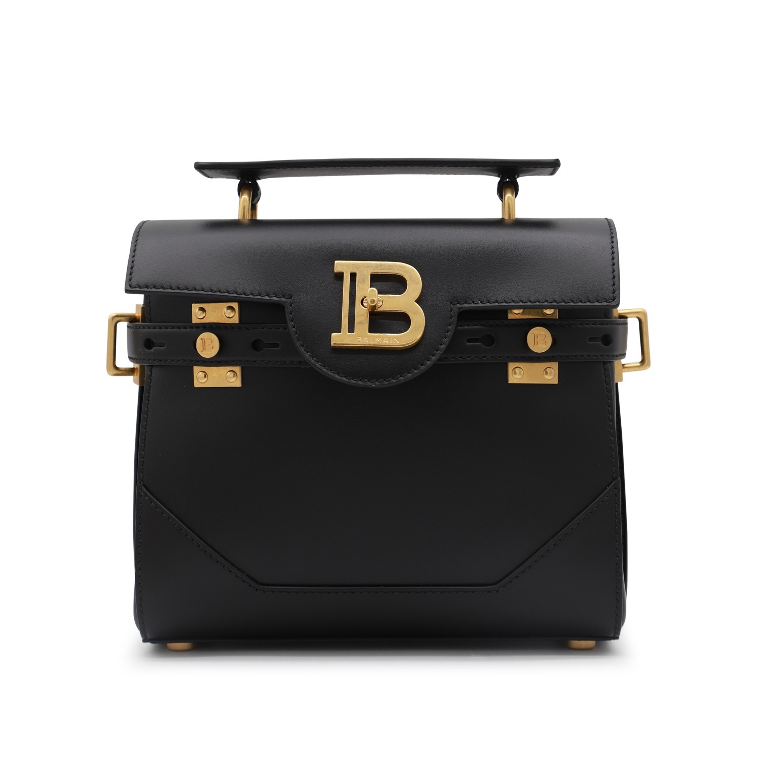 BLACK LEATHER TOP HANDLE BAG - 1