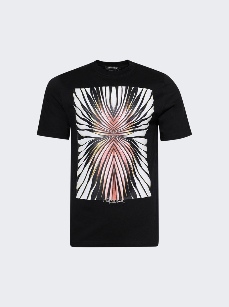 Ray Of Gold Print Placed Tee Black 1