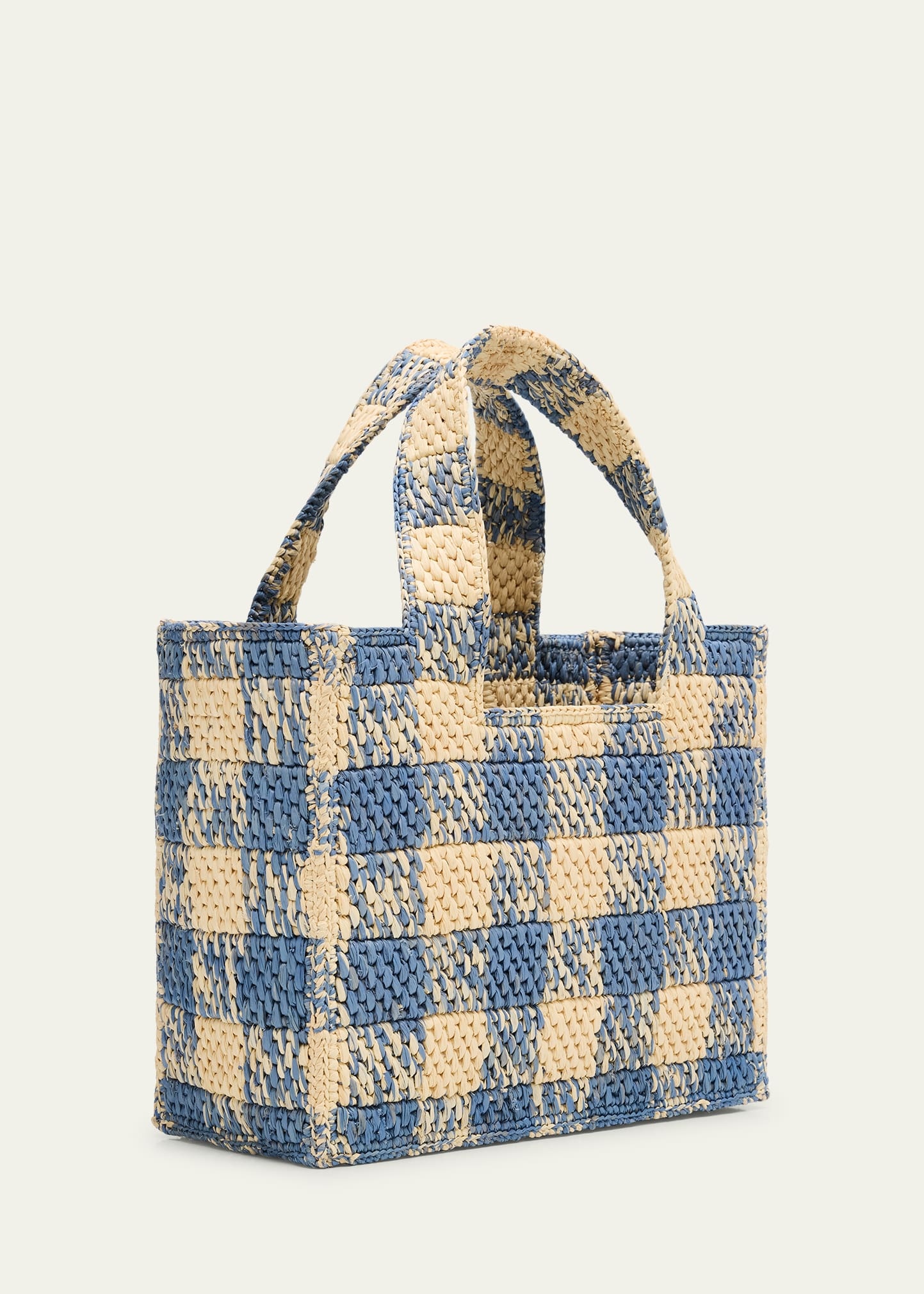 Small Tote Bag in Gingham Raffia - 3