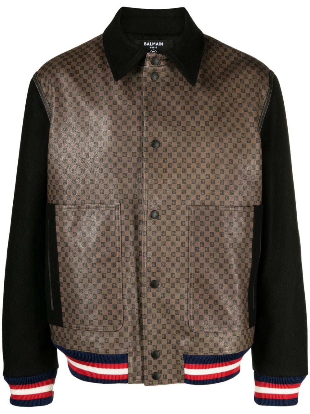 logo-appliquÃ© panelled teddy bomber jacket - 1