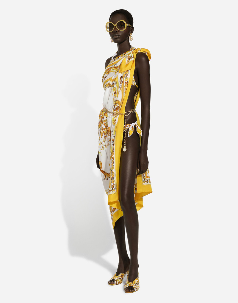 Majolica-print padded triangle bikini 4