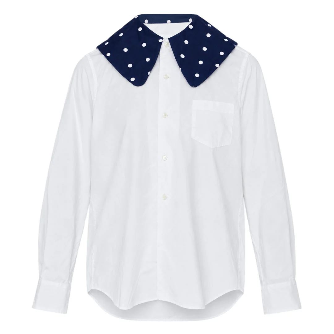 Polka Dot Collar Blouse - 1