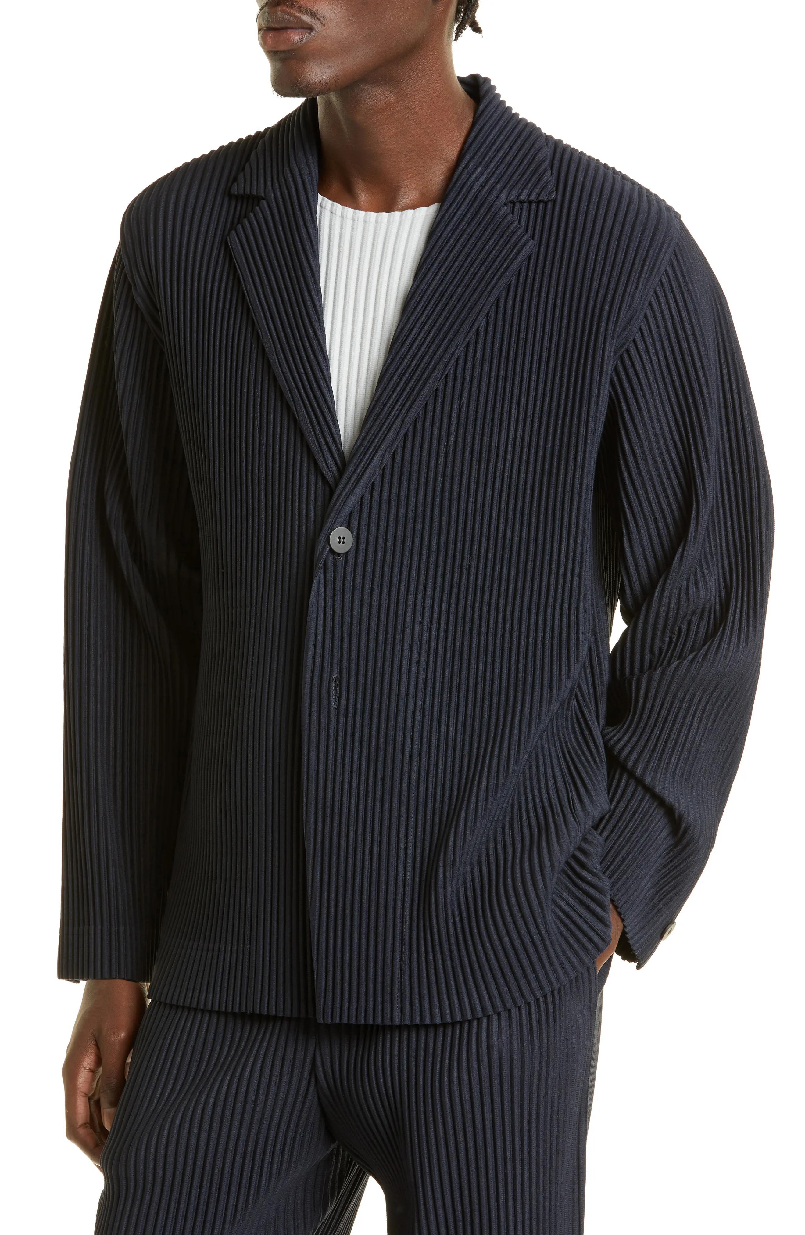 Pleated Single Breasted Blazer - 4