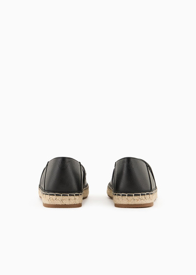 EMPORIO ARMANI Logo-embroidered leather espadrilles outlook