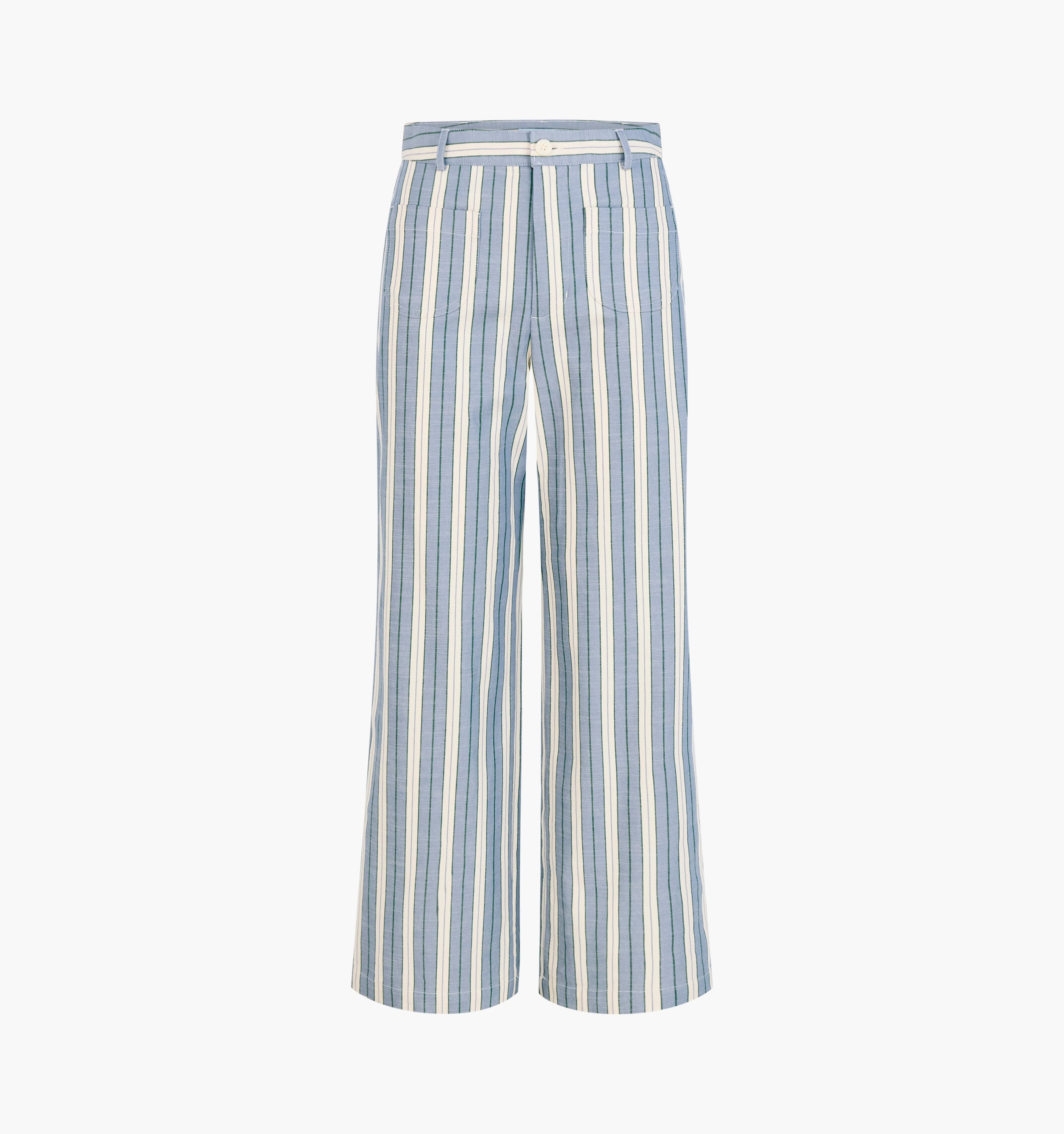 The Mindy Pant - Coln Ticking Stripe Dusty Blue - 1