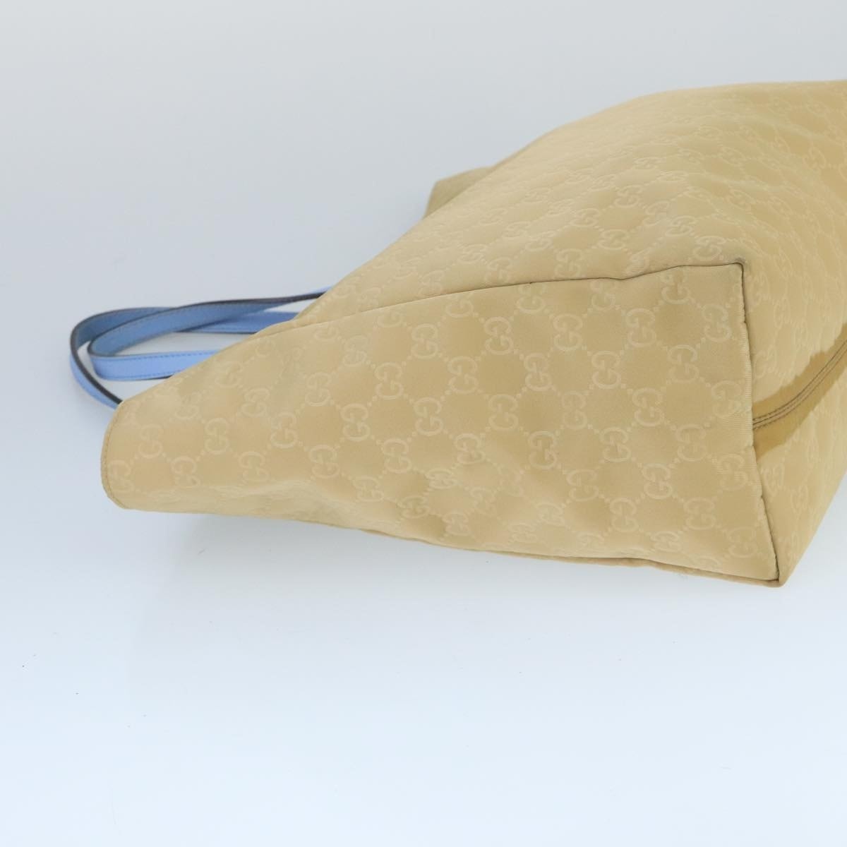 GUCCI GG Canvas Tote Bag Nylon Beige Blue Silver - 4