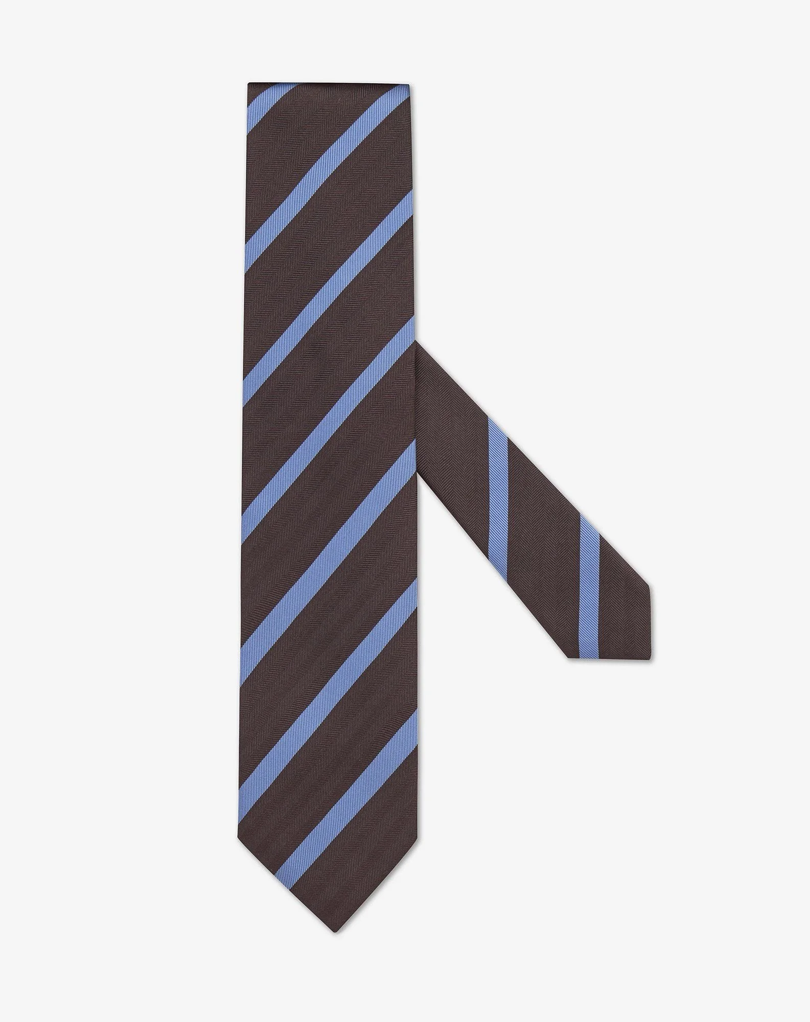 Brown/light blue pure silk regimental tie - 1