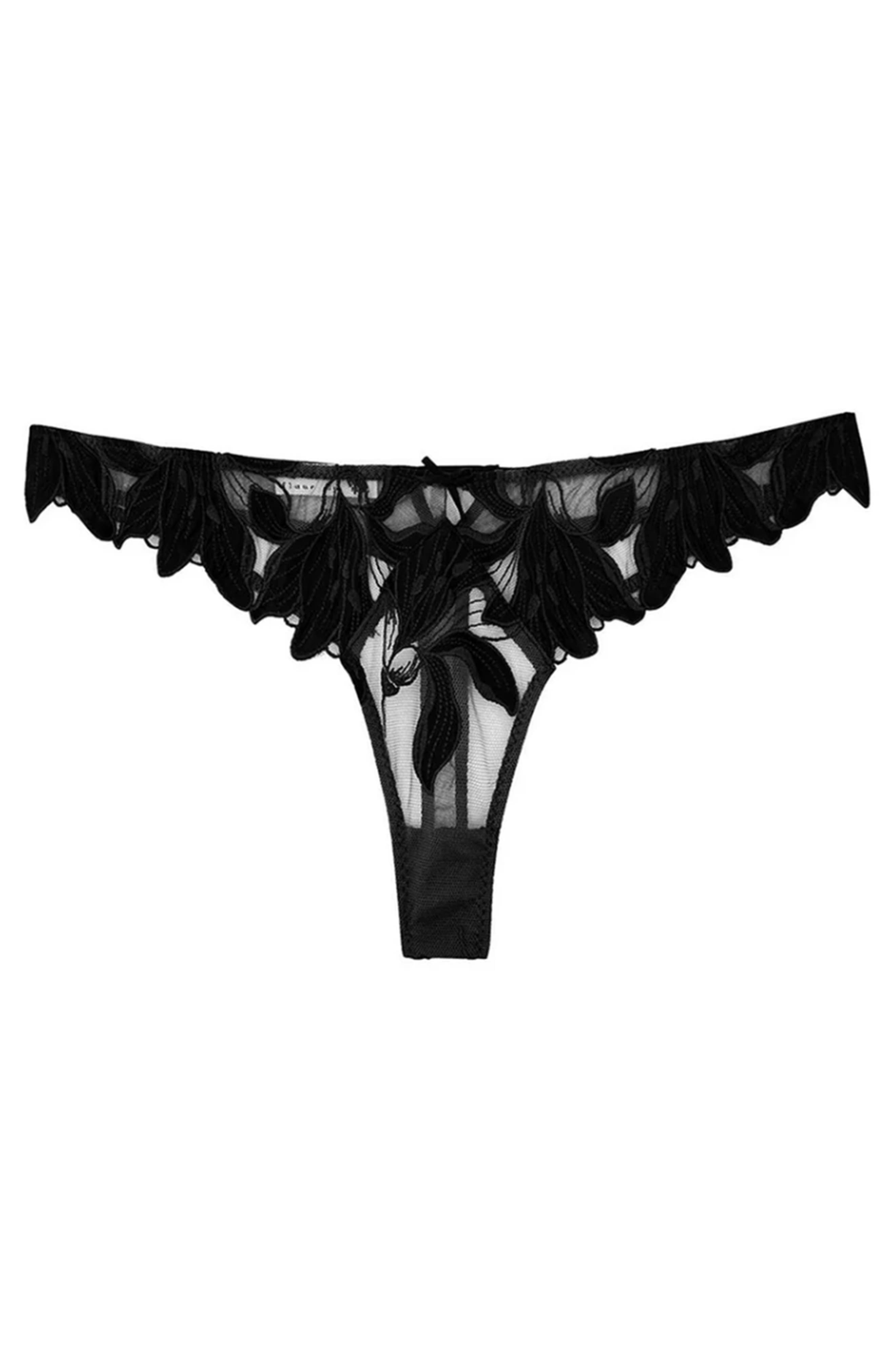 Fleur Du Mal Lily Embroidered Hipster Thong in Black at Nordstrom - 6