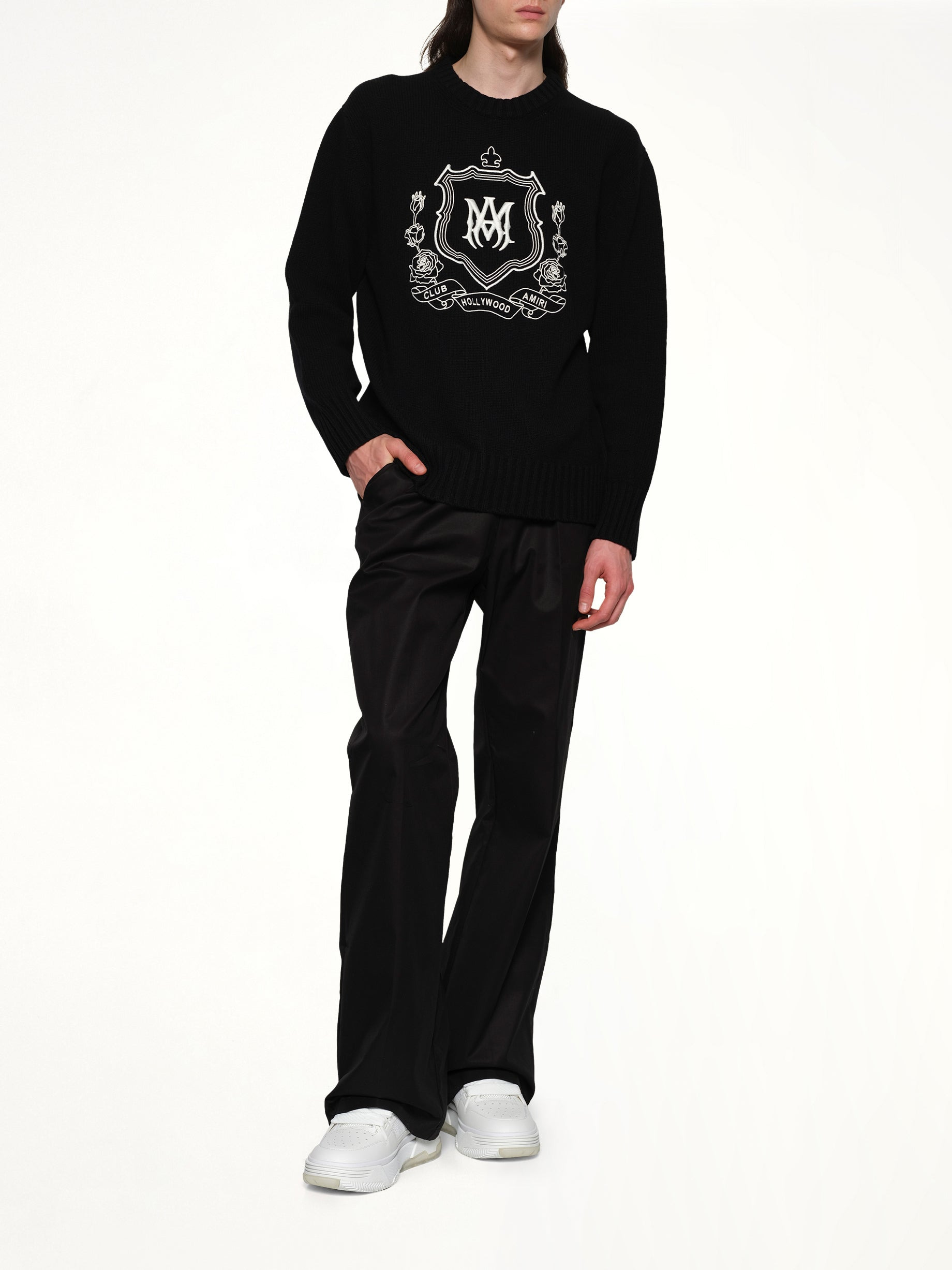 MA Crest Crewneck in Black - 4