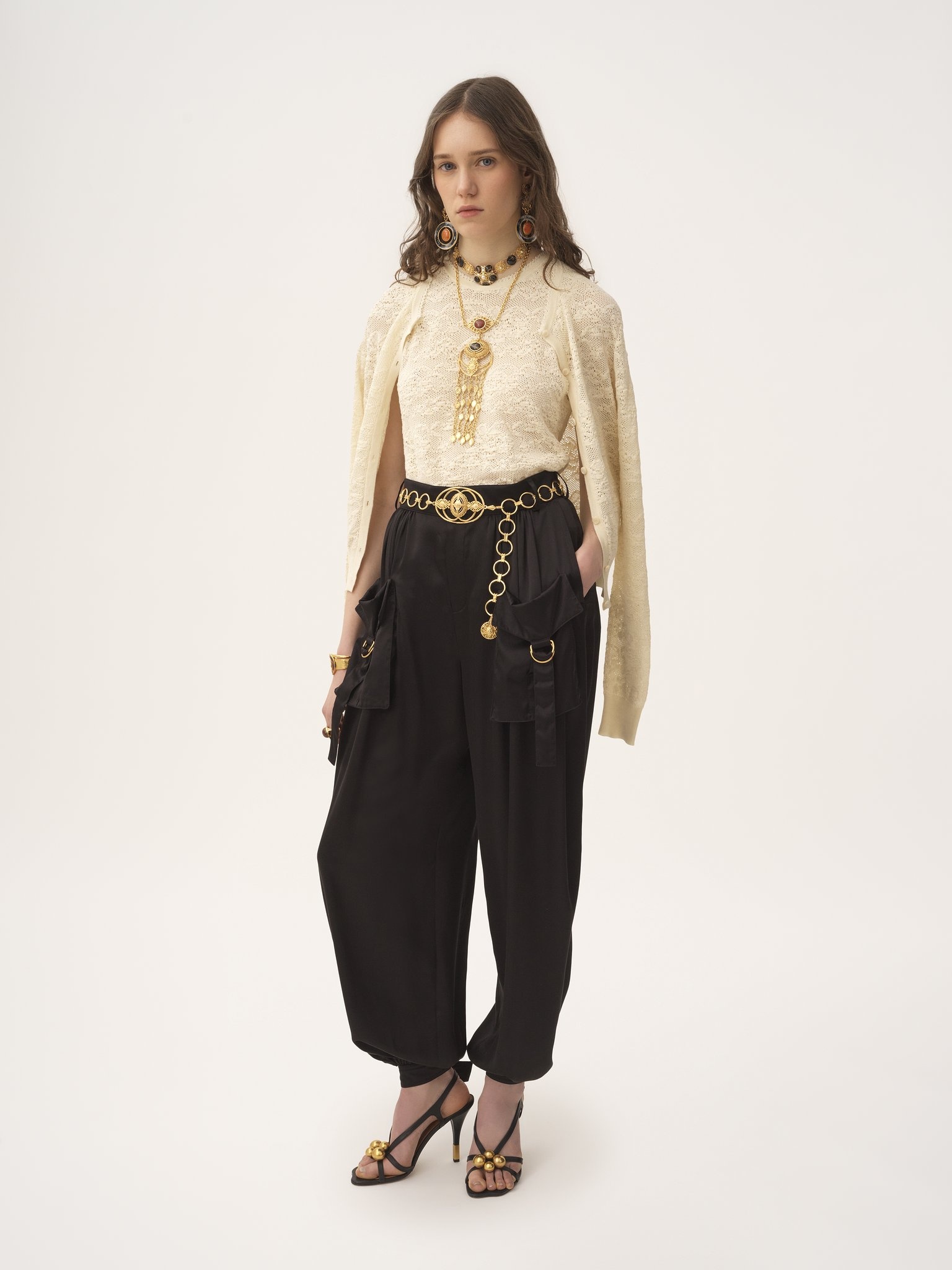 FLUID CARGO PANTS IN SILK SATIN - 3