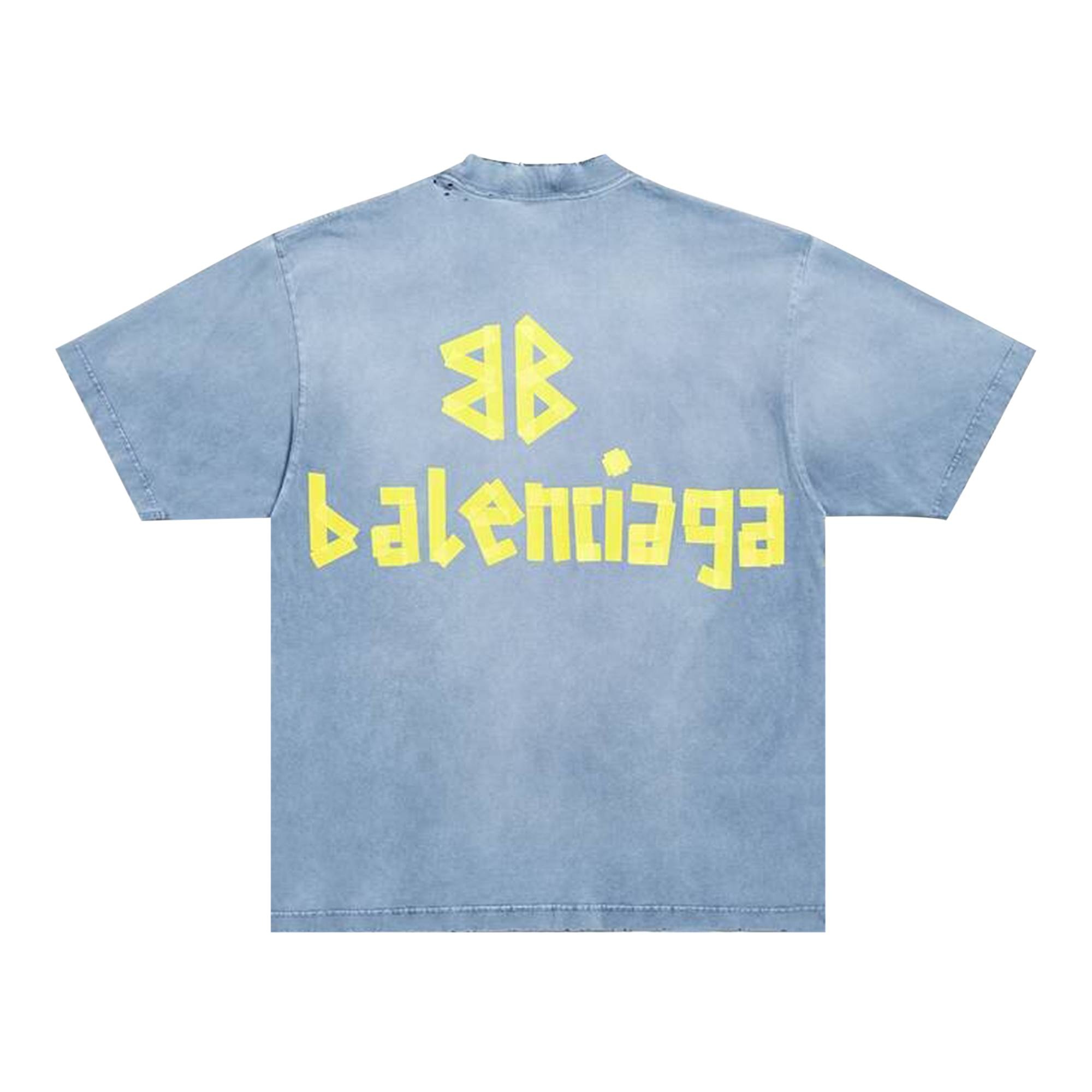 Balenciaga Tape Type Medium Fit T-Shirt 'Faded Blue' - 2