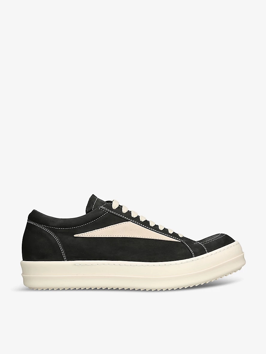 Vintage contrast-stitch suede low-top trainers - 1