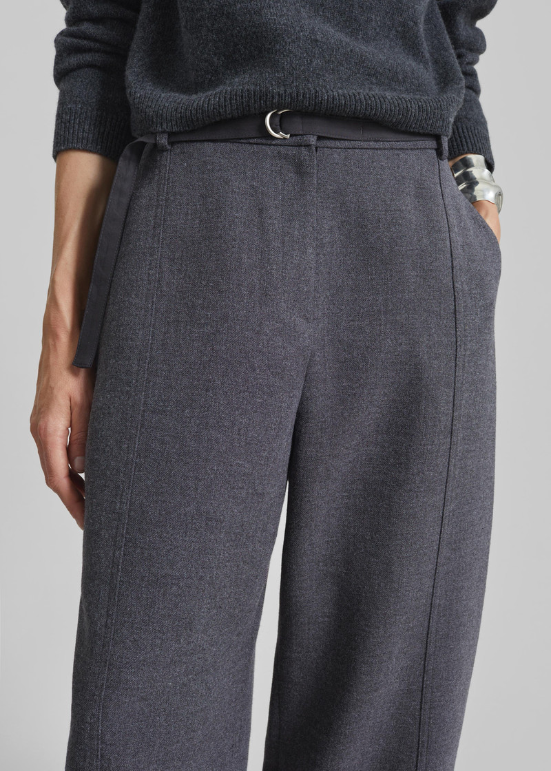 Sanve Tapered Leg Pants - Dark Grey Melange 4