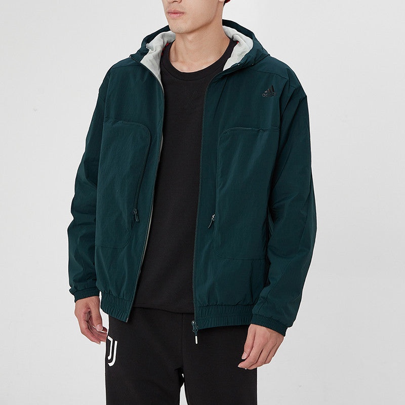 adidas Athleisure Casual Sports hooded Woven Jacket Malachite Green H38401 - 5