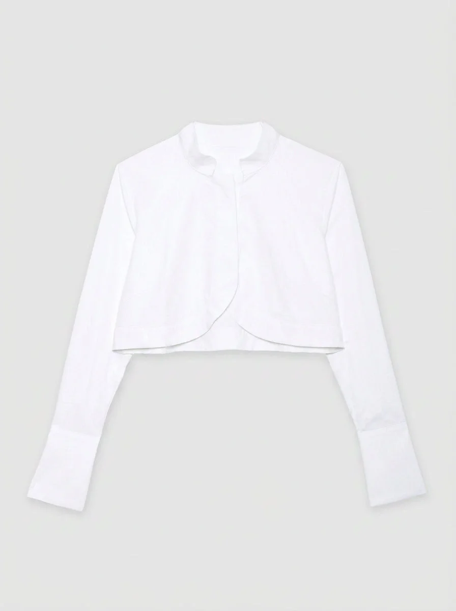 WHITE CROPPED NERHU SHIRT - 1