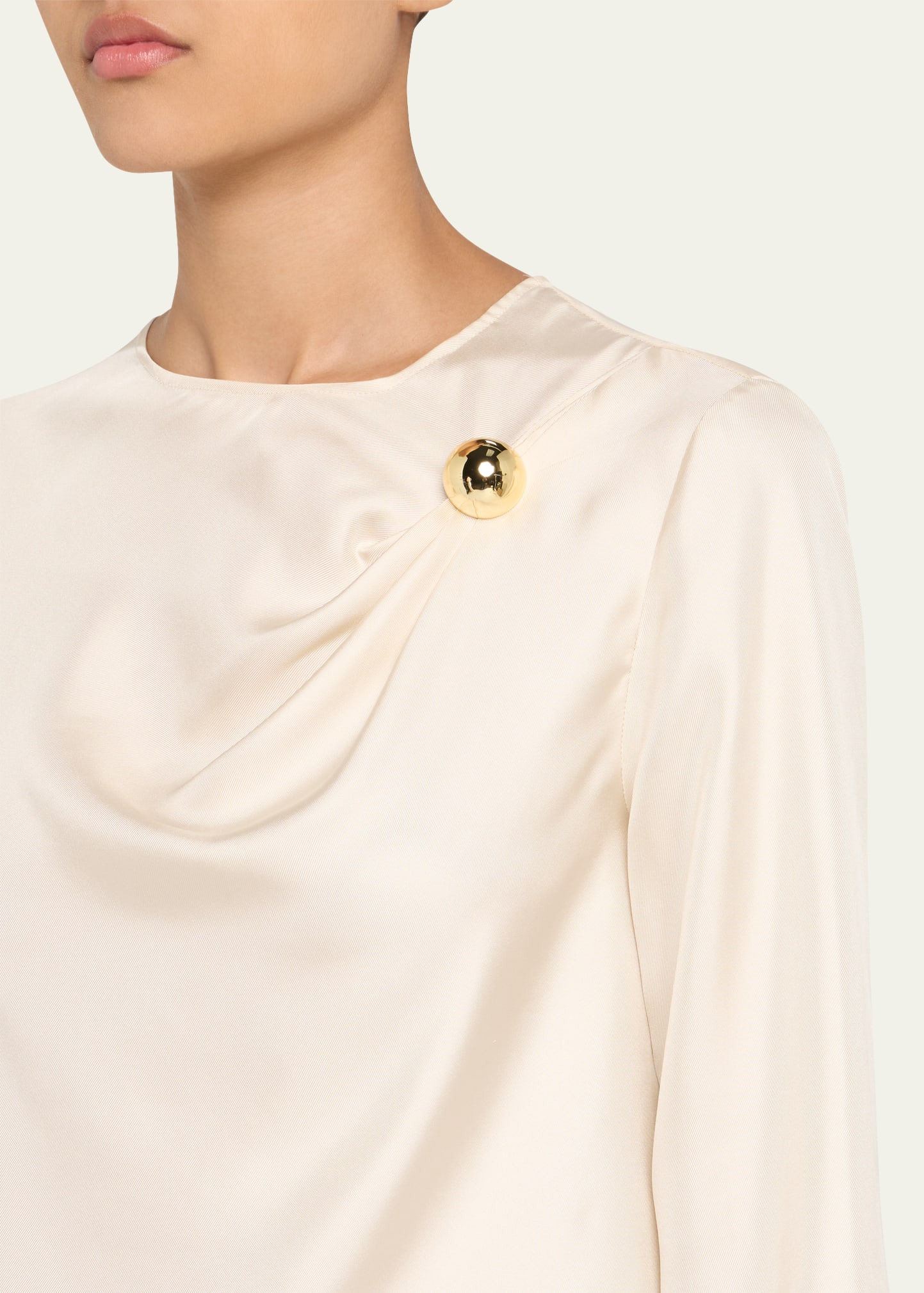 Azae Draped Silk Long-Sleeve Blouse - 5