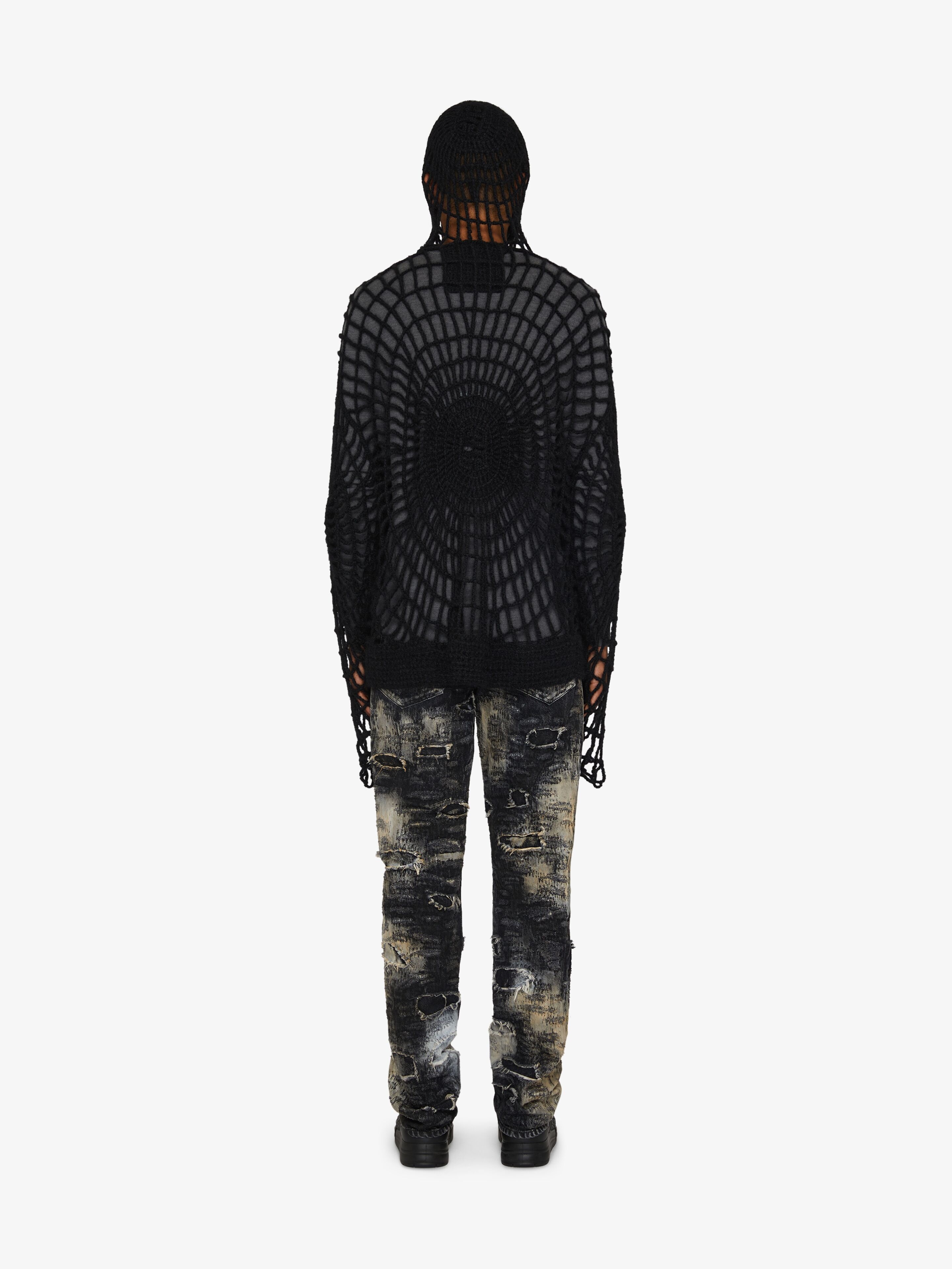 ZIPPED HOODIE IN CROCHET KNIT SPIDER WEB EFFECT - 4